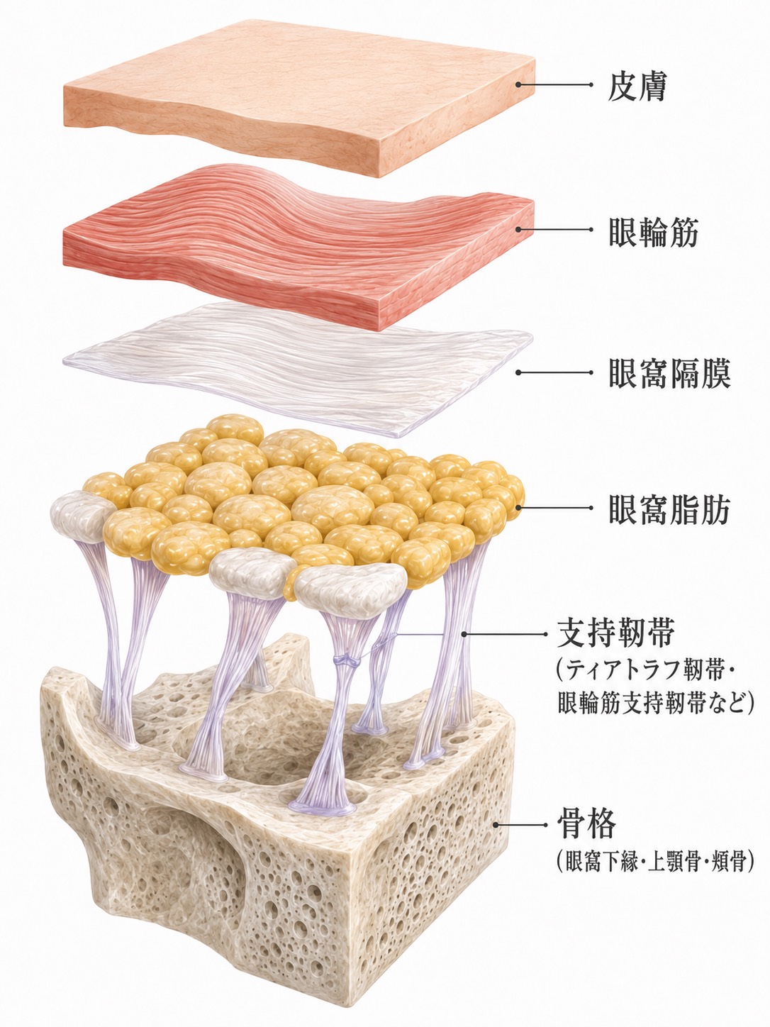 目元の皮膚構造の断面図