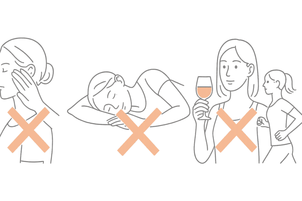 ボトックス注射後の注意点とアフターケアを示すイラスト