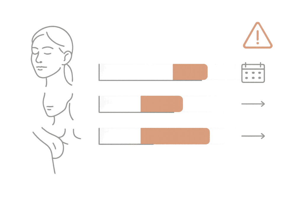部位別の効き始めとピーク：額・エラ・ワキの時系列
