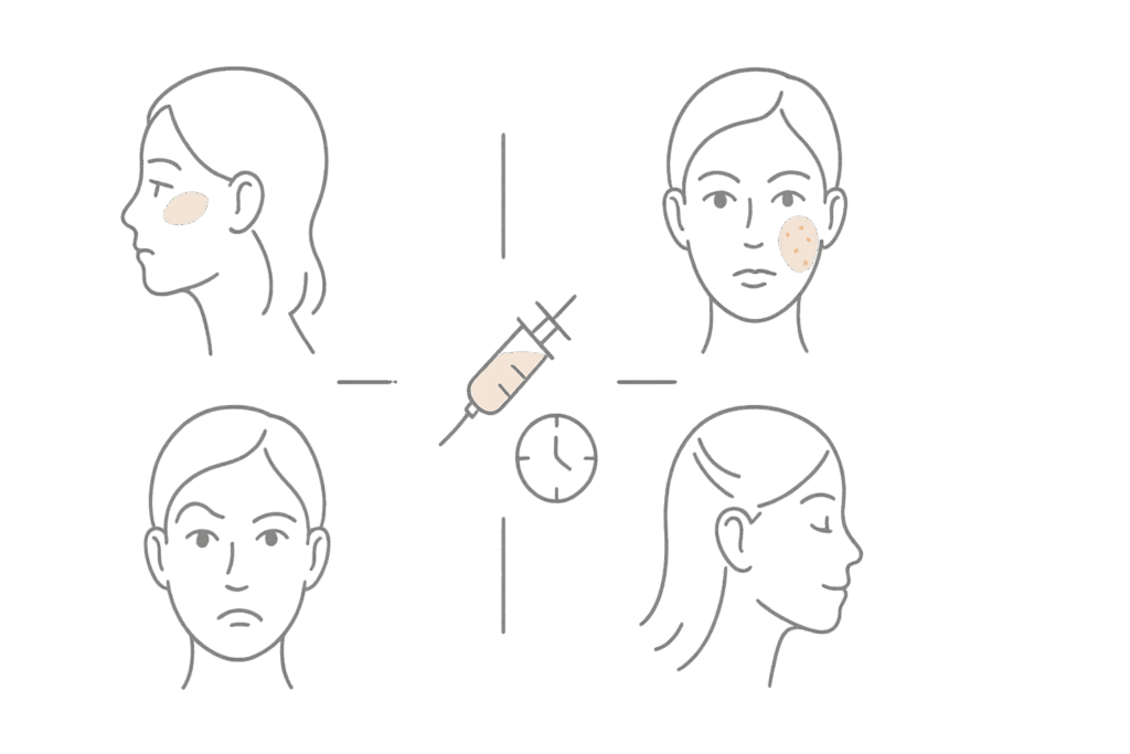 ボトックスのダウンタイム症状（腫れ・内出血・表情違和感・たるみ）