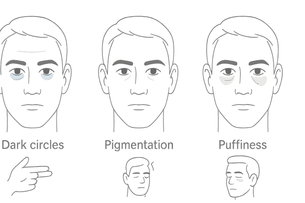 男性のクマの種類とセルフチェック（青・茶・黒の見極め）