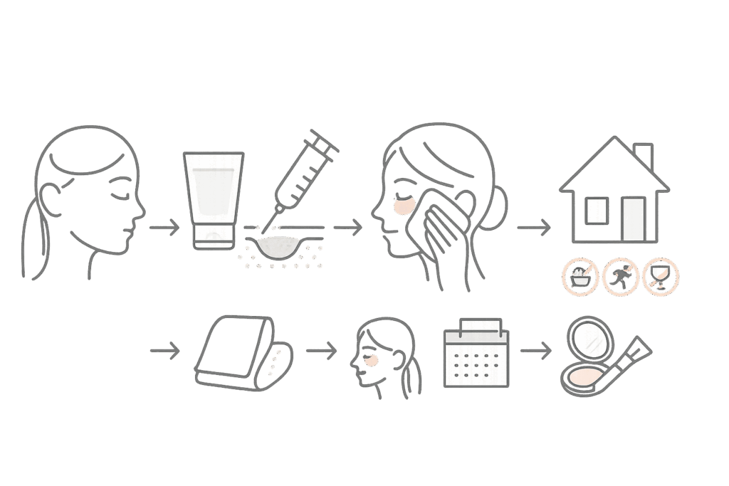 ベビーコラーゲン注入の施術フローと術後ケア（タイムライン）