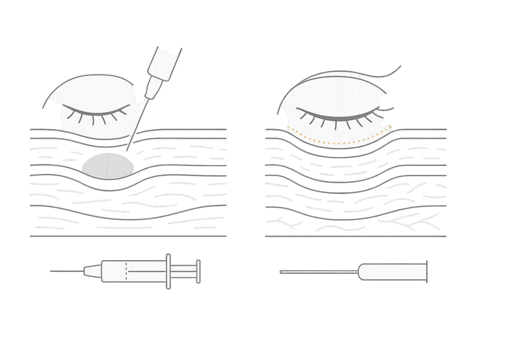注入層とデバイスの違い(骨上深層/真皮浅層・針とカニューレ)