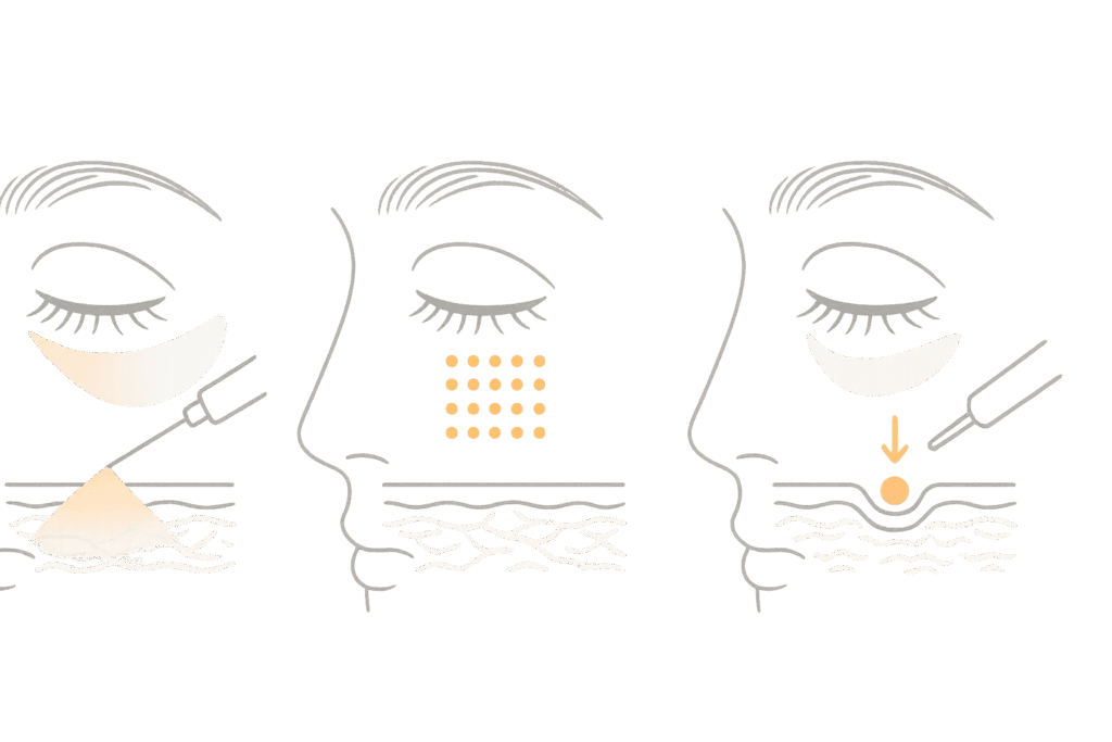 代表的ピコ機器の違い:波長と照射特性の概念図(承認機)