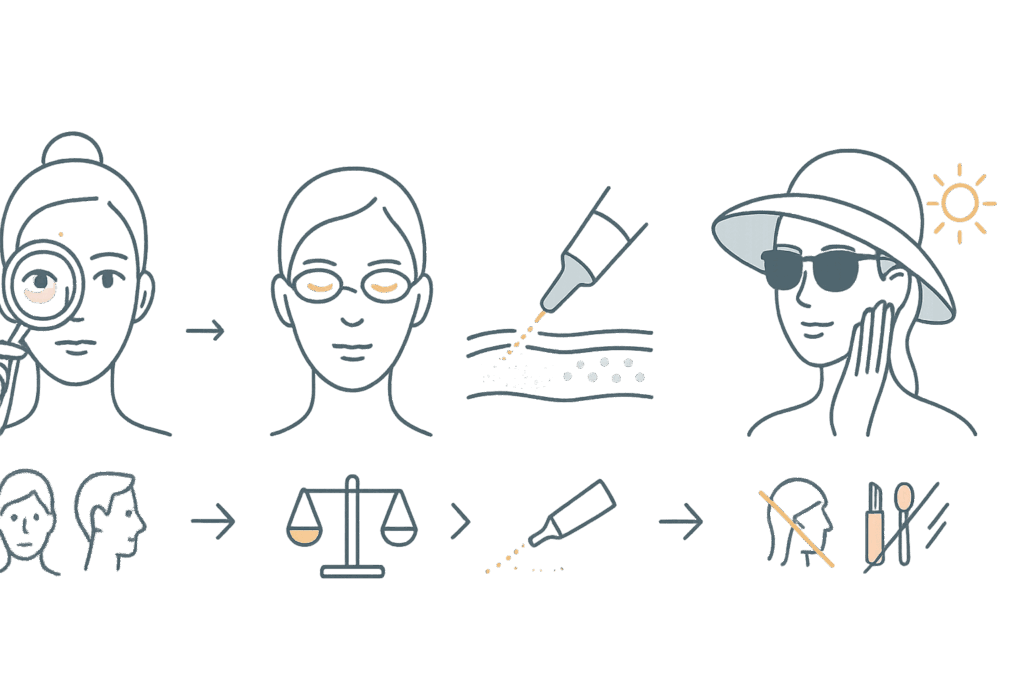 施術の流れとアフターケア:カウンセリング〜照射〜保湿・遮光