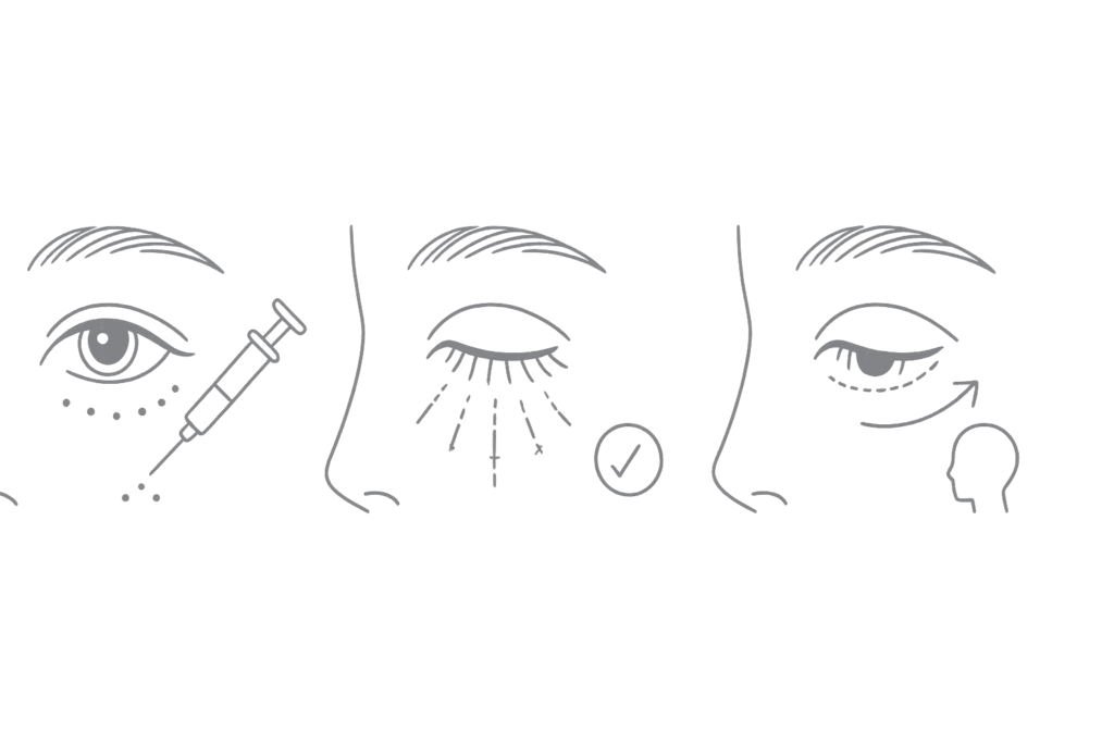 修正オプションの部位別イメージ:注入・RF/ハイフ・再切開