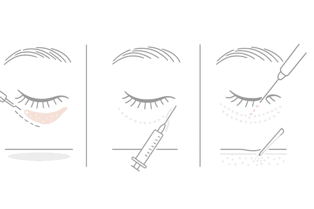 クマ取りの主要アプローチ模式図(手術・注入・エネルギー)