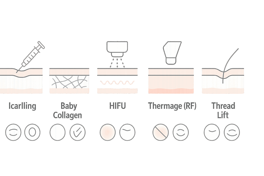 切らない治療5選の全体像(適応とアプローチの対応関係)