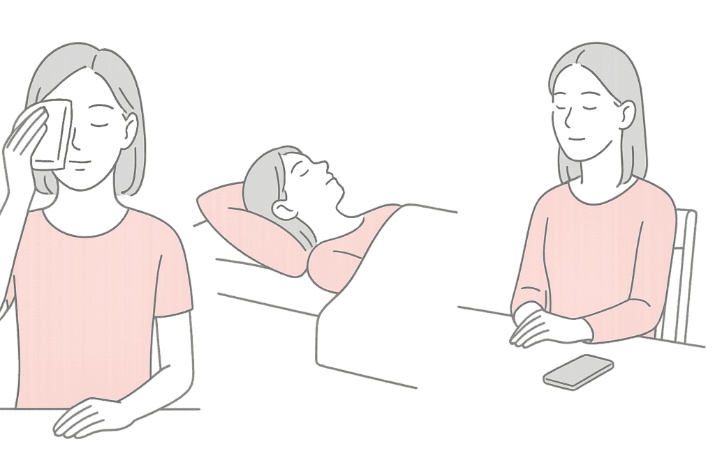 腫れを早く引かせるセルフケア(冷却・頭高位・安静)