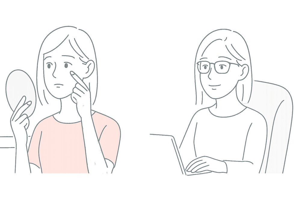 切らないクマ取り後のコンタクトレンズ使用と眼鏡のイメージ