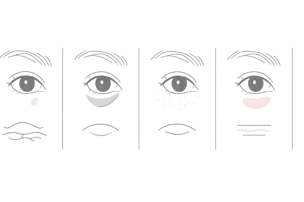 クマの種類と治療ミスマッチによる失敗リスクの模式図（青クマ・黒クマ・茶クマ・赤クマ）