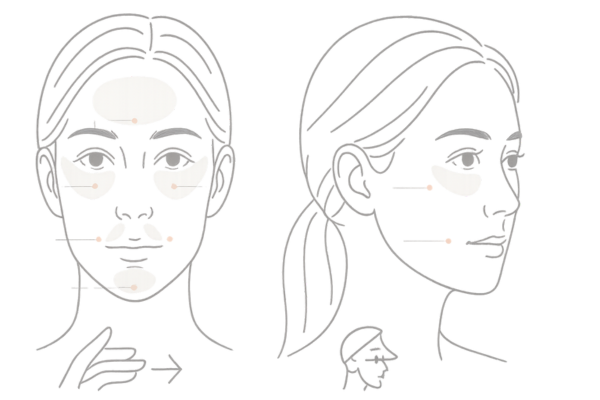 ヒアルロン酸で整えられる主要部位(輪郭・鼻・目元・唇・頬)可視化