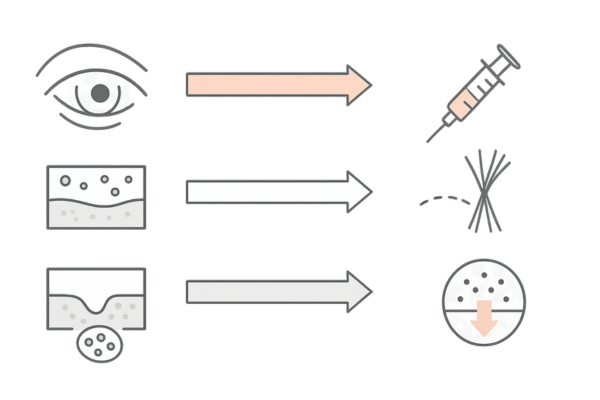 代表的なクマ取り施術の適応マップ(原因⇄治療対応)