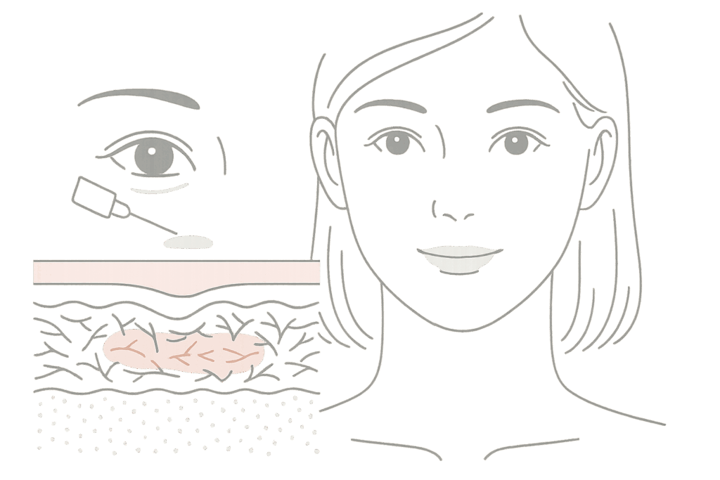 ベビーコラーゲンの仕組みと肌への働き(コラーゲン層イメージ)