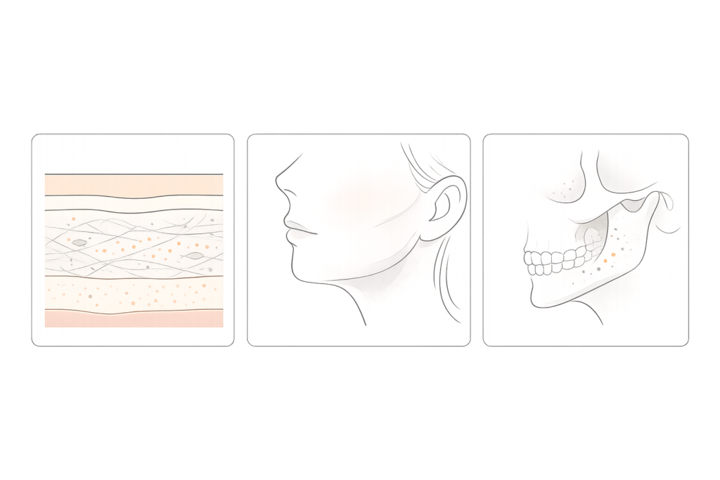 40代でたるみが進行する要因（コラーゲン低下・脂肪下垂・骨格変化）