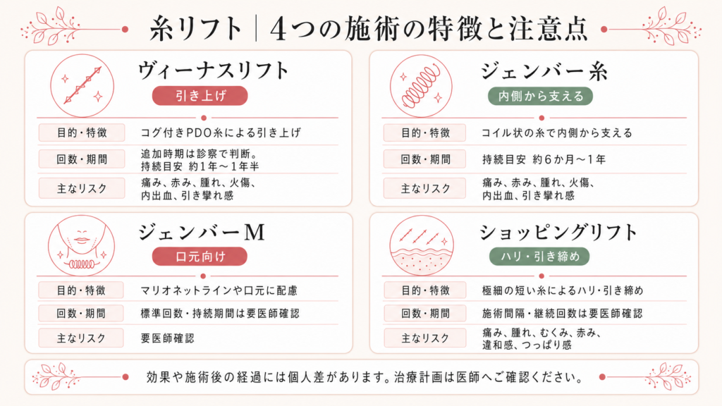 ミサクリニックで扱っている糸まとめ