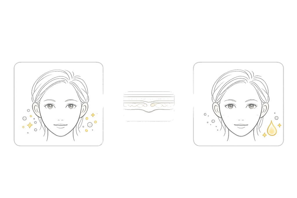 スネコスの非架橋ヒアルロン酸とアミノ酸、リジュランのPN成分イメージ