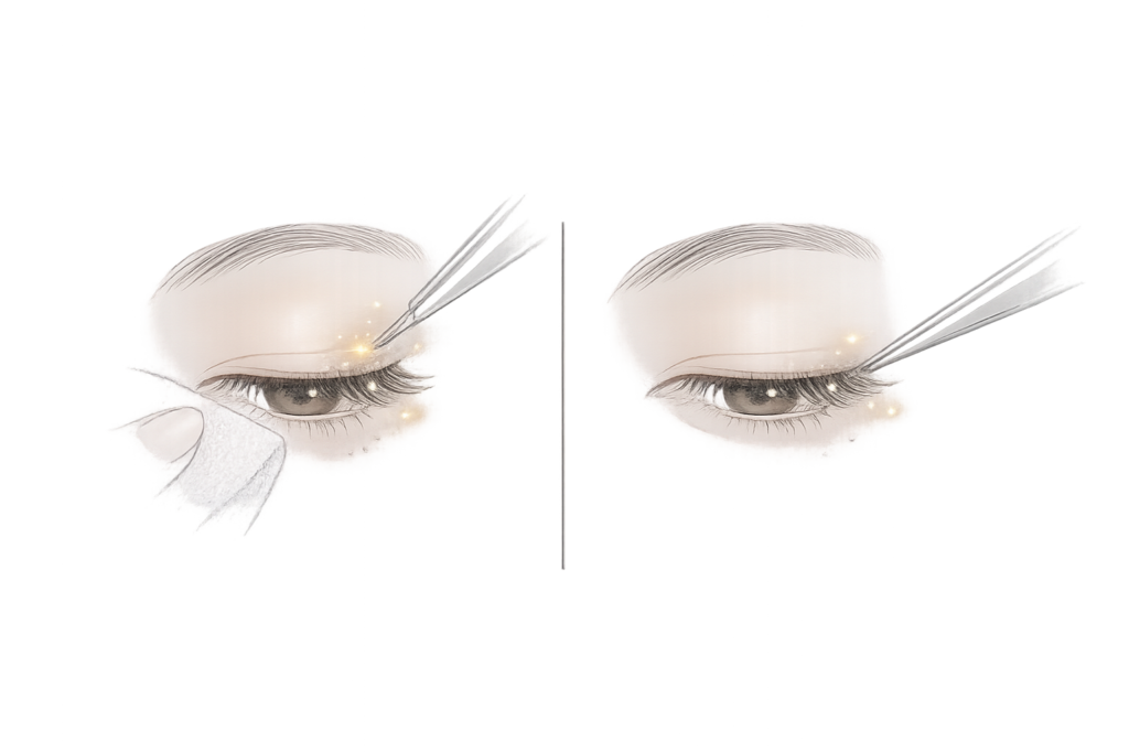 クマ取り施術前はマツエクオフが推奨される理由（安全性の観点）