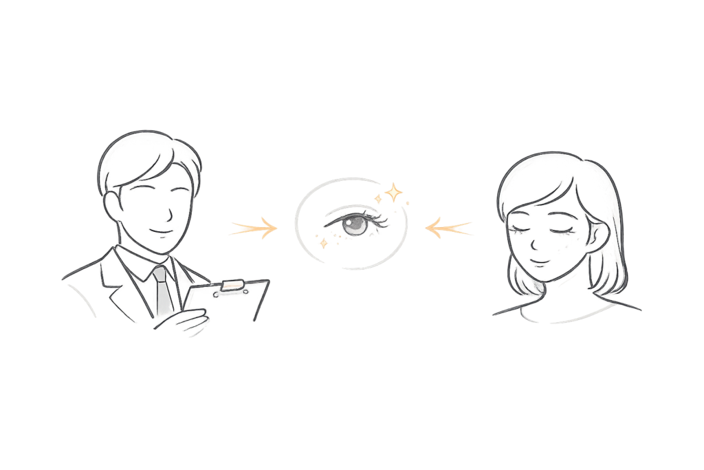 クマ取り施術後の目元ケア（医師判断をふまえて慎重に行うイメージ）