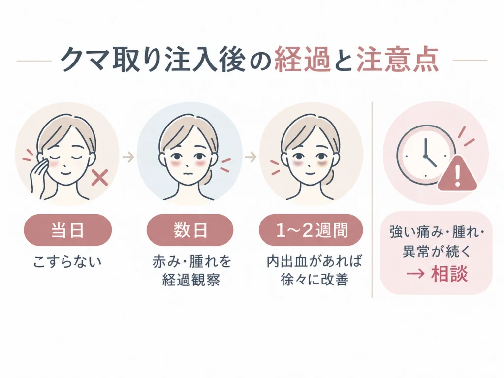 クマ取り注入後の経過と注意点