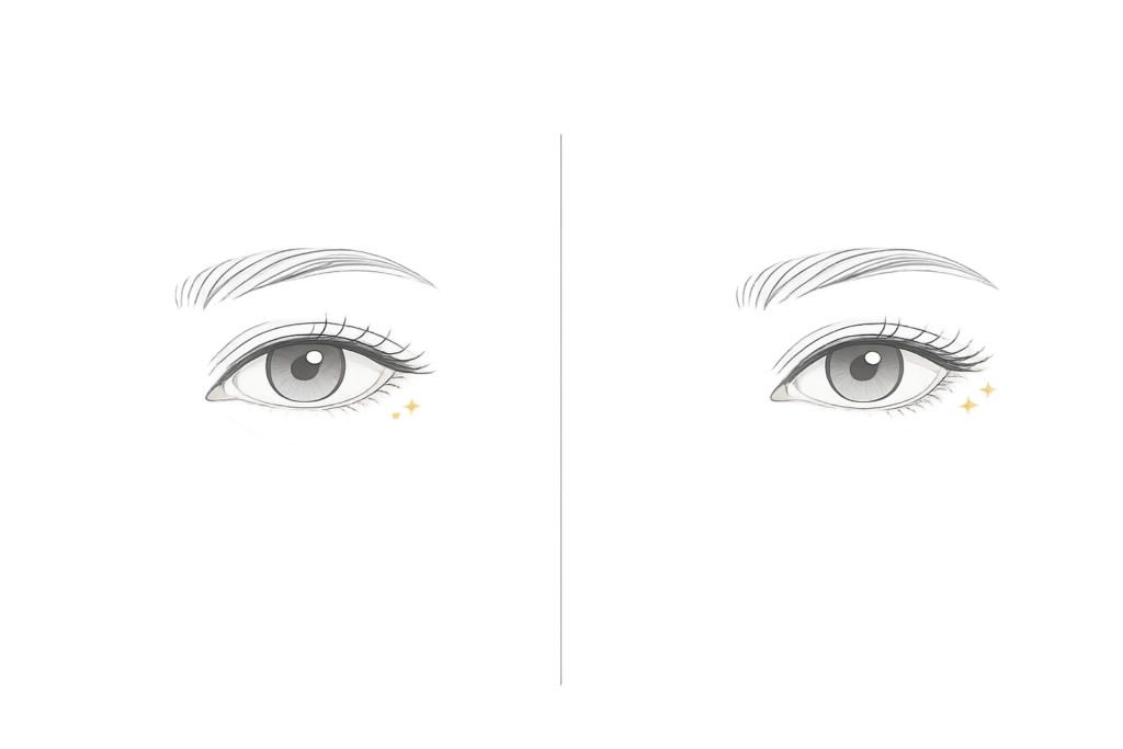 目元たるみにサーマジェンが向く人・慎重な人（脂肪量とくぼみの違い）