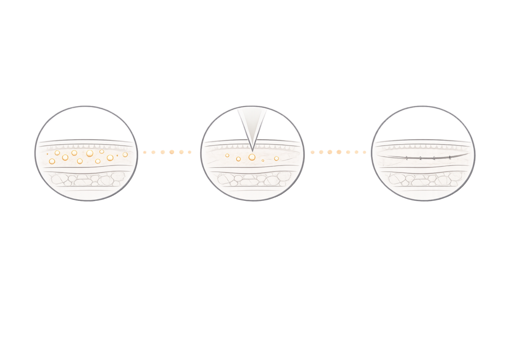 目元たるみ治療の違い（サーマジェン・ハイフ・注入・糸リフトのアプローチ比較）