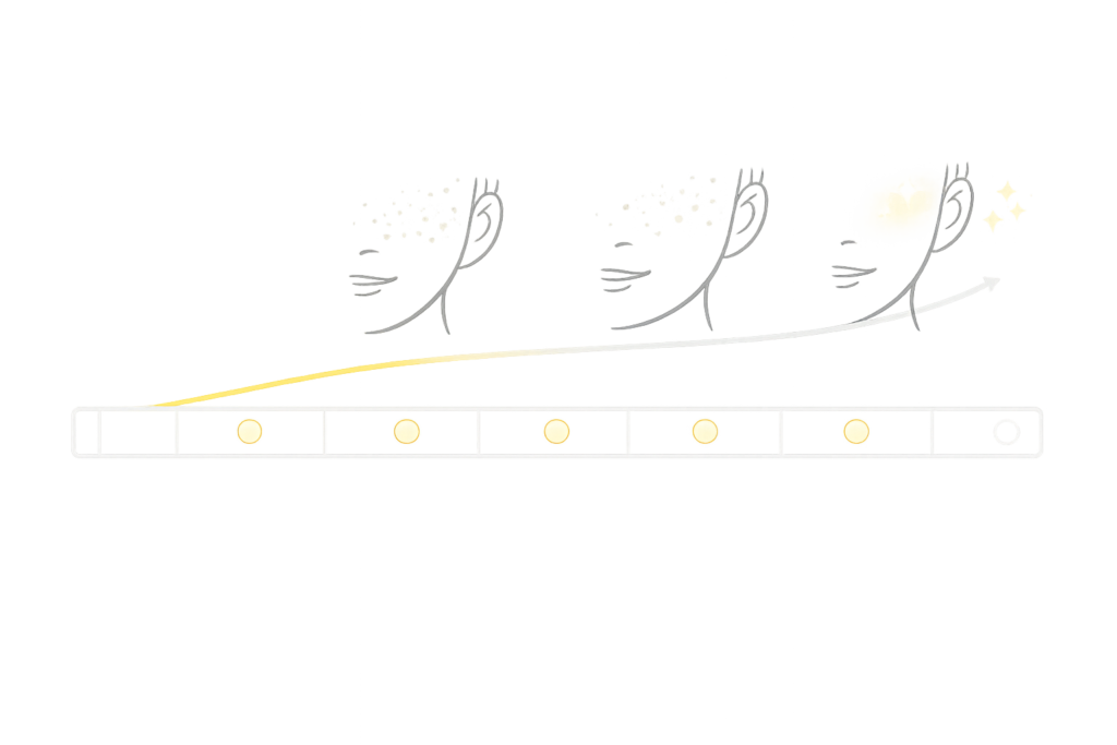 ピーリングでシミ改善を目指す通い方（回数と周期のイメージ）