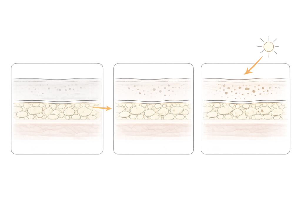 ピーリング後にシミが濃く見える理由（角質が取れて目立つ状態）