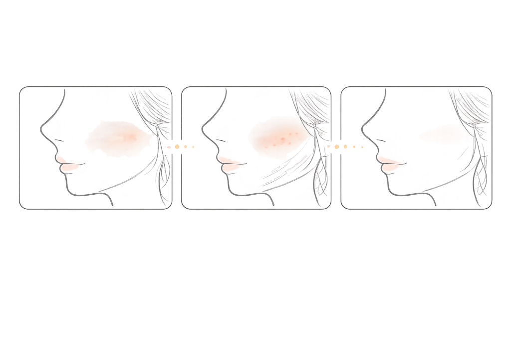 ジェンバー糸リフトのダウンタイム経過（当日〜1ヶ月の流れ）イメージ