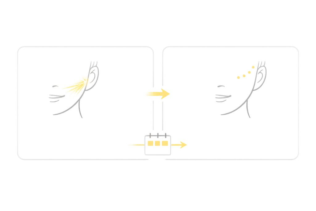 ハイフとボトックス同日施術の基本は「ハイフ→ボトックス」（順番イメージ）