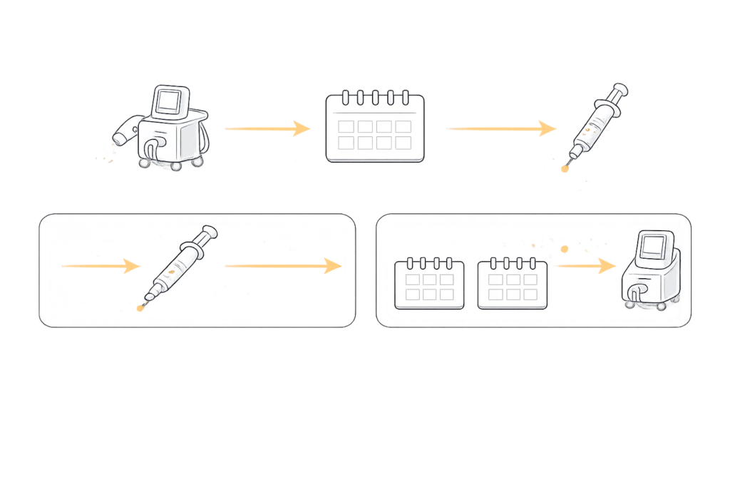 ボトックス先行の場合は間隔を空ける（同日と間隔の考え方）