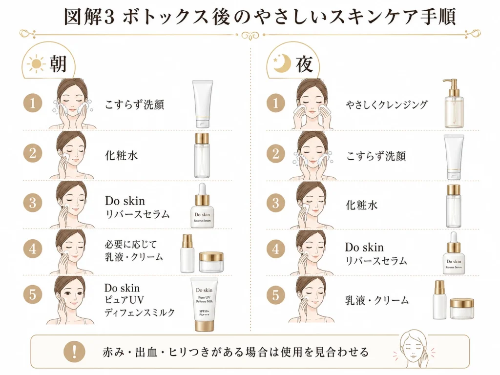 ボトックス後のやさしいスキンケア手順