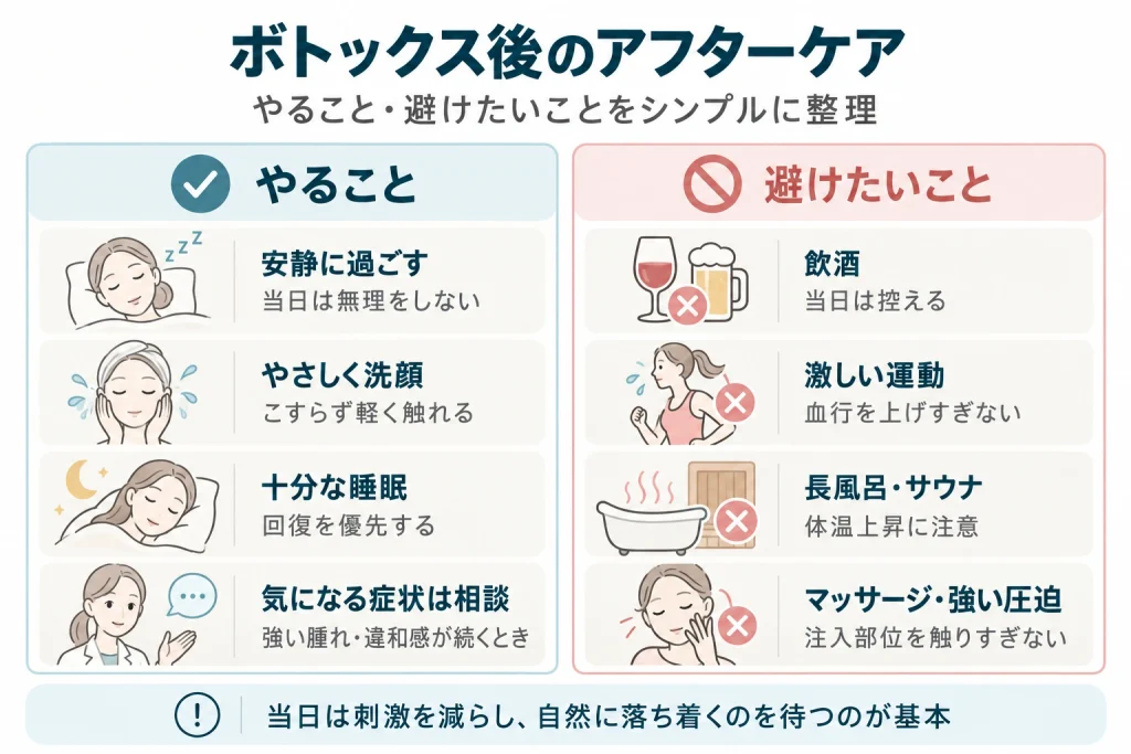 ボトックス後のアフターケア