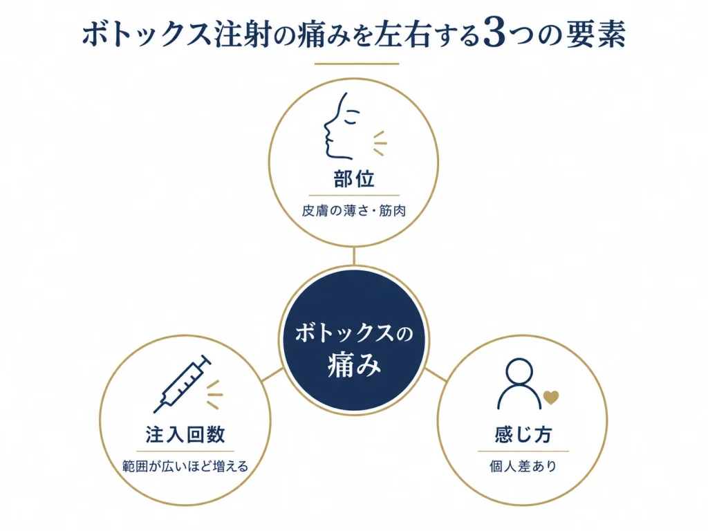ボトックス注射の痛みを左右する3つの要素
