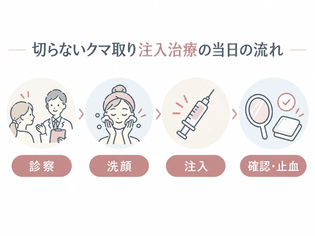 切らないクマ取り注入治療の当日の流れ