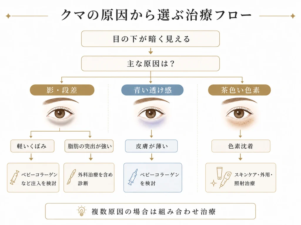 図解2_クマの原因から選ぶ治療フロー