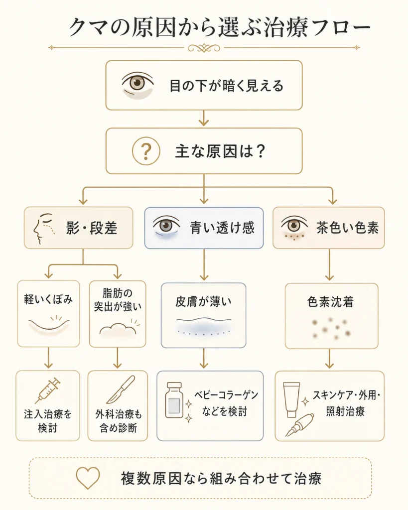 図解3_クマの原因から選ぶ治療フロー