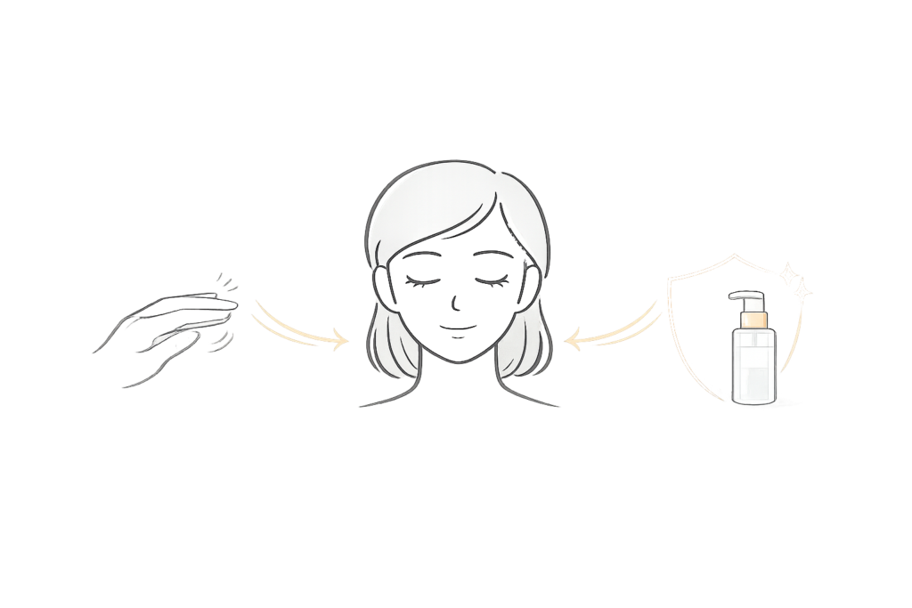 糸リフトとヒアルロン酸・HIFUの違い（作用層と目的の比較図）