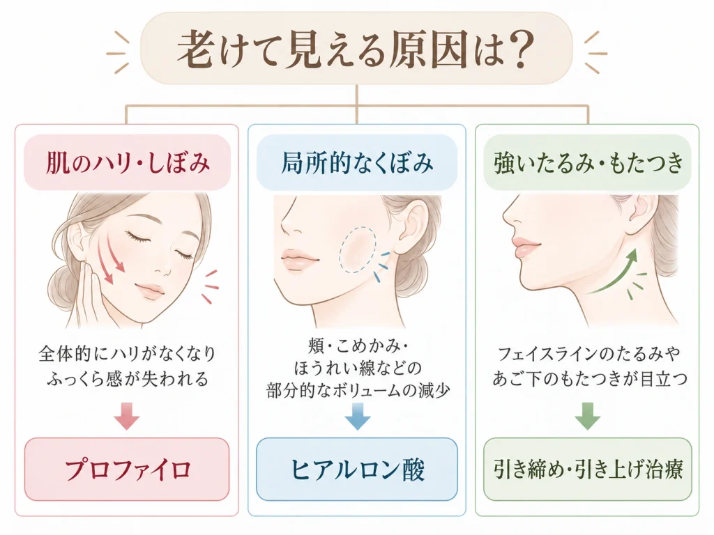 たるみの原因から治療を選ぶ