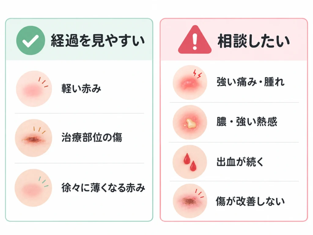 炭酸ガスレーザー後の通常経過と相談したい症状