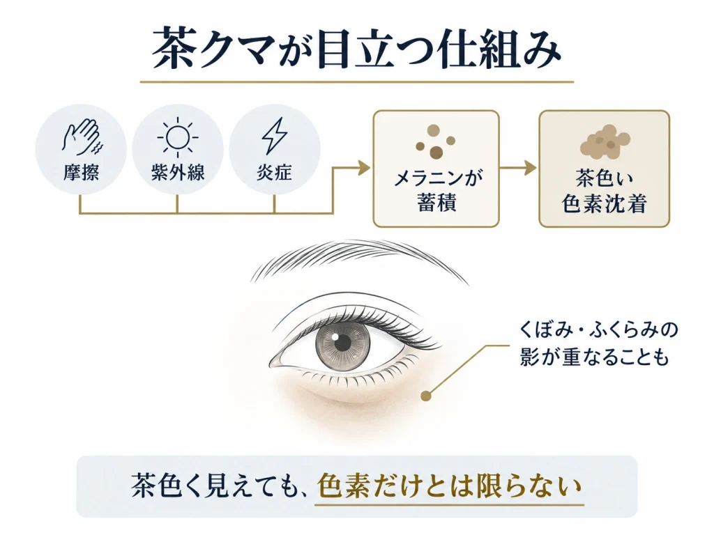 茶クマが目立つ仕組み