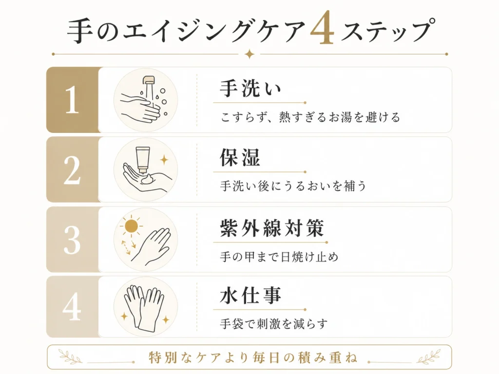 手のエイジングケア4ステップ