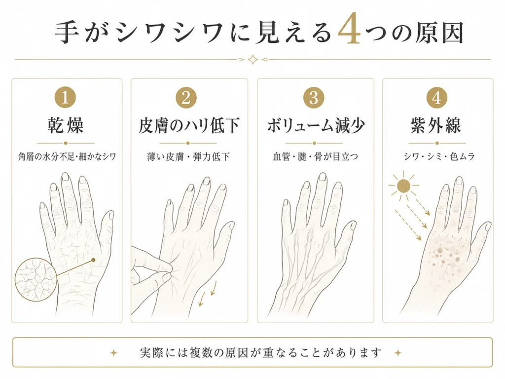 手のシワが目立つ4つの原因