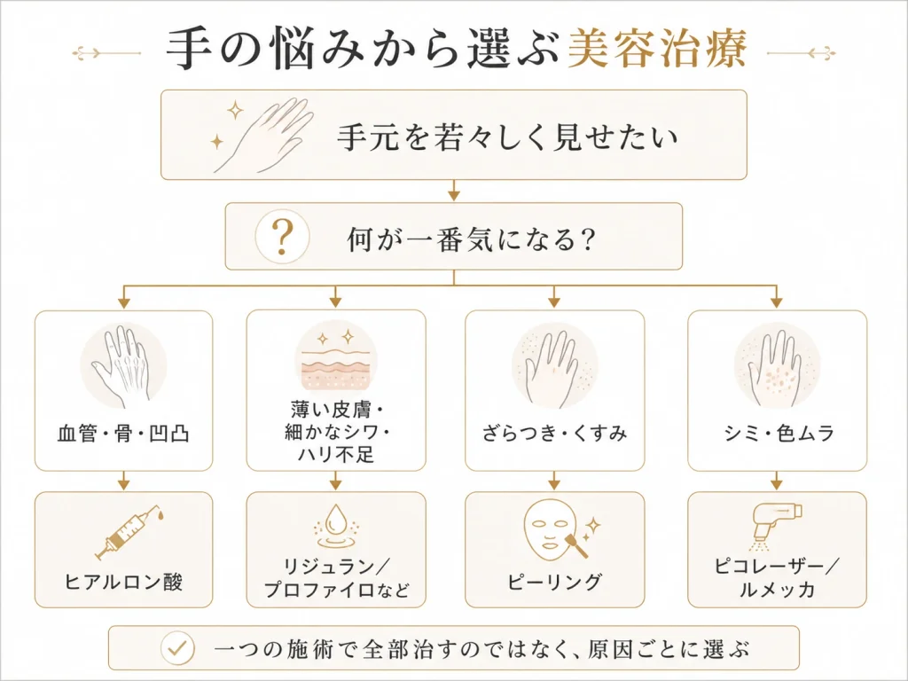 手の悩みから選ぶ美容治療