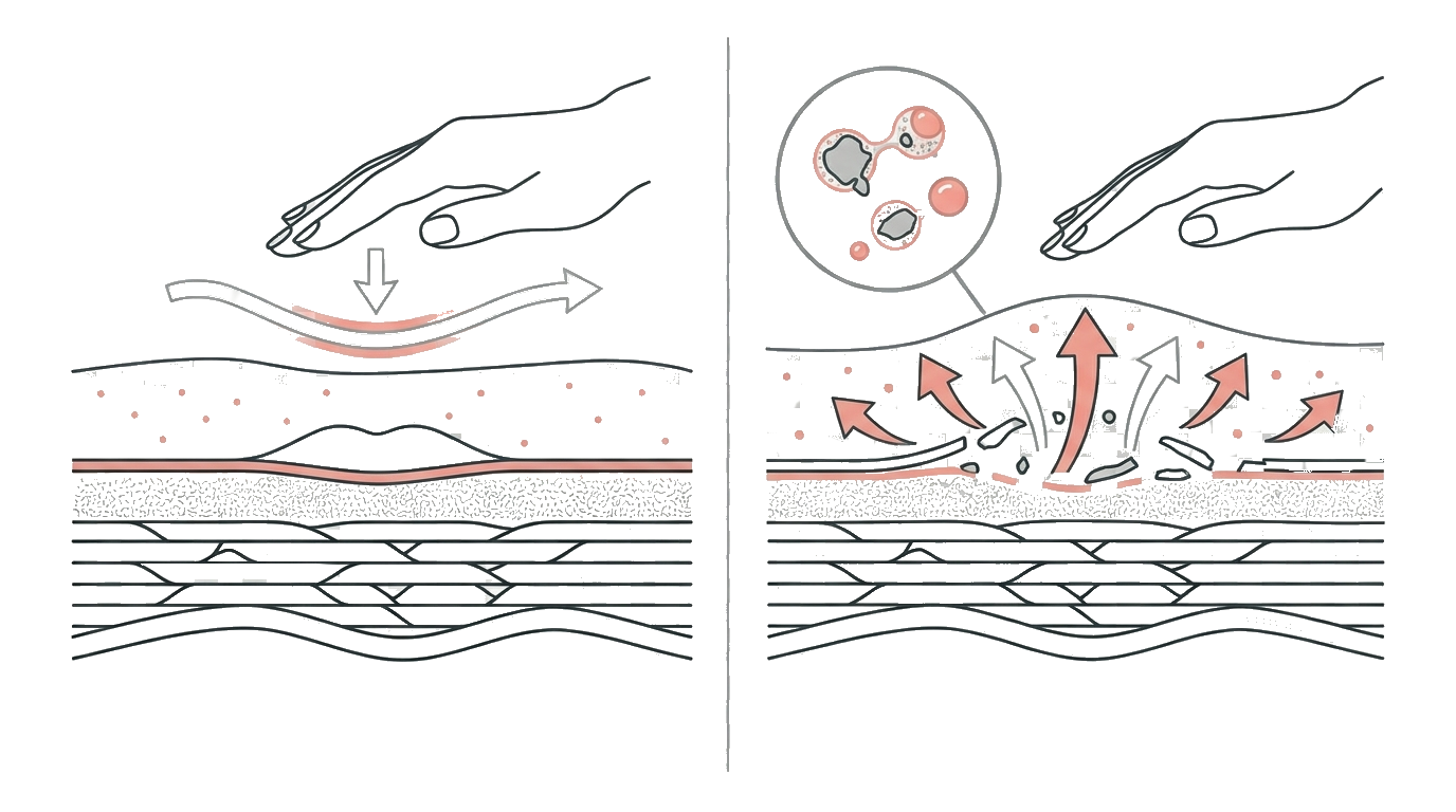 クレンジングジェルの仕組みとメイクが落ちる構造イメージ