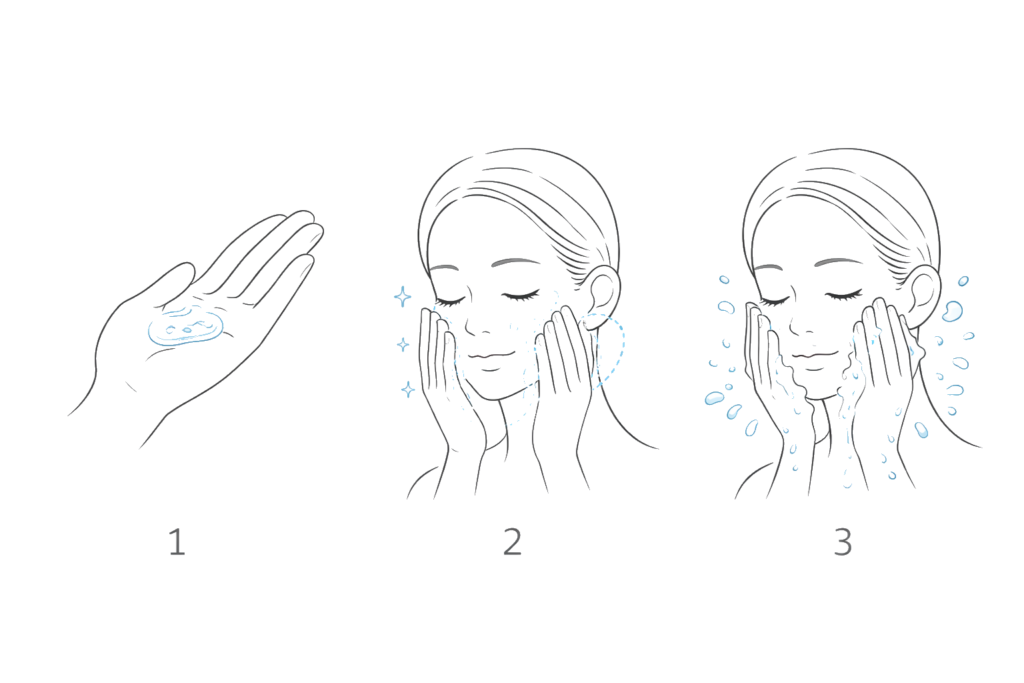 クレンジングジェルの正しい使い方(乳化と摩擦軽減の流れ)