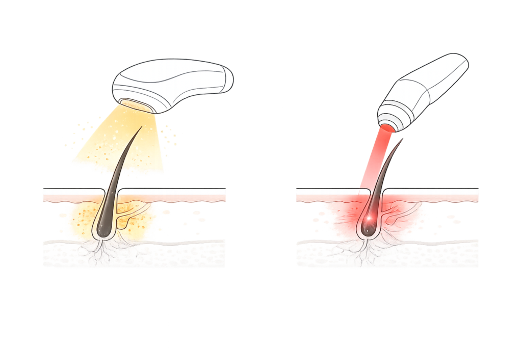 光脱毛と医療レーザー脱毛の仕組みの違い(メラニン反応と作用部位)