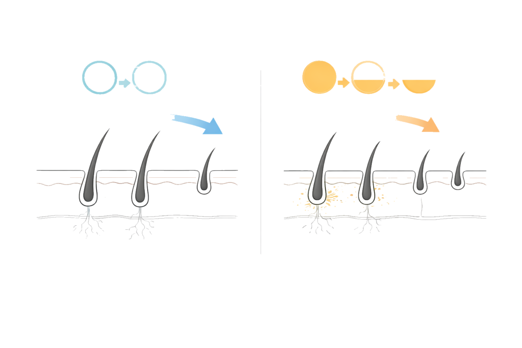 医療脱毛とサロン脱毛の効果と回数の違いイメージ
