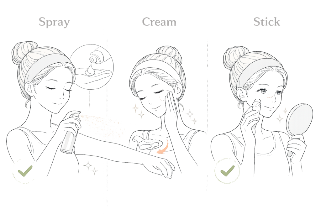 日焼け止めの種類別比較（スプレー・クリーム・スティック）