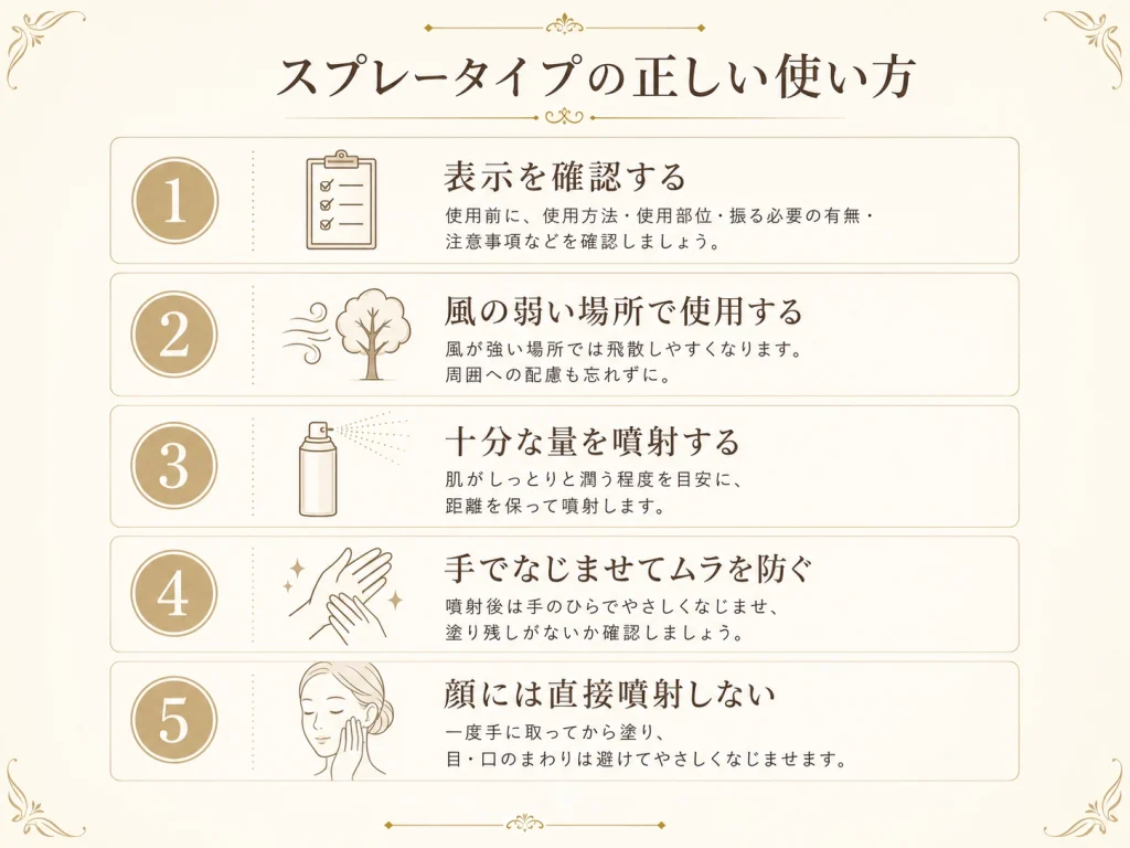 日焼け止めスプレーの使い方